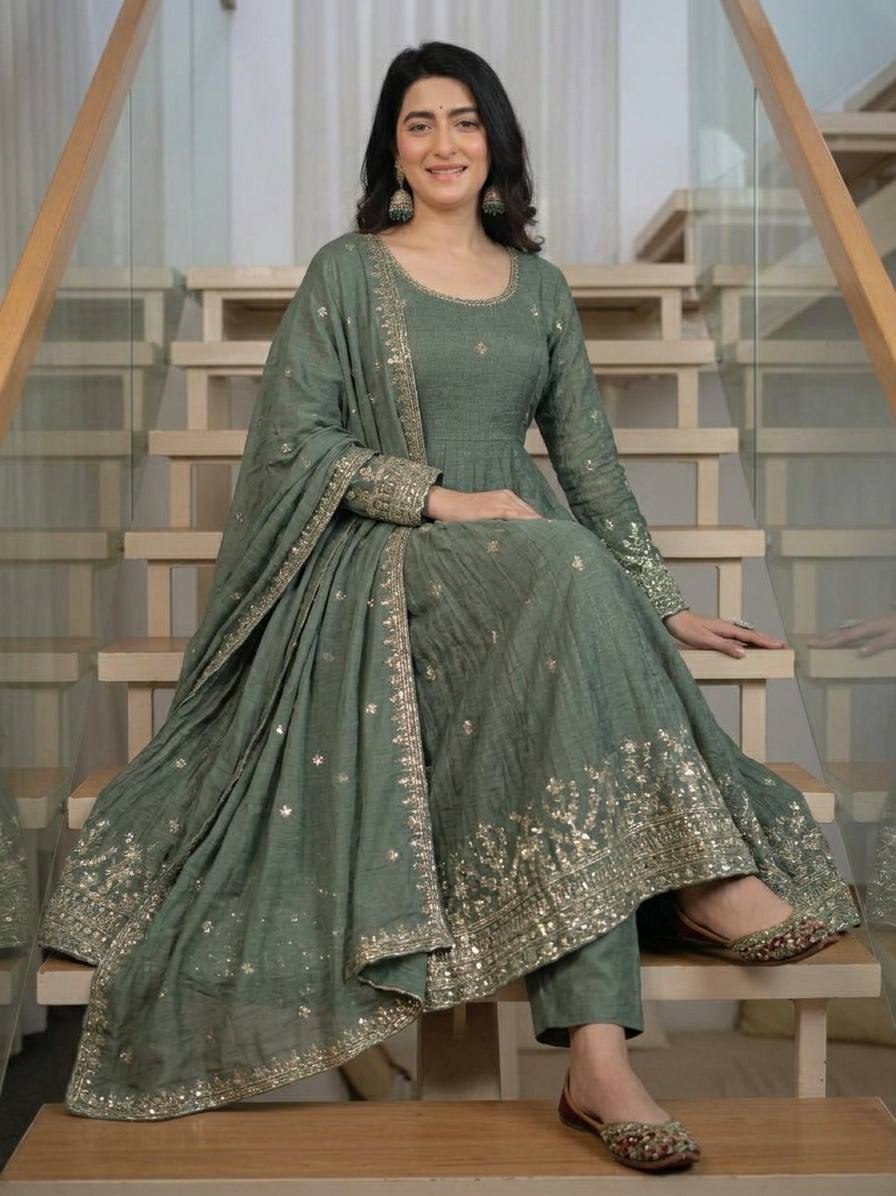Deep Olive & Silver Heritage Couture